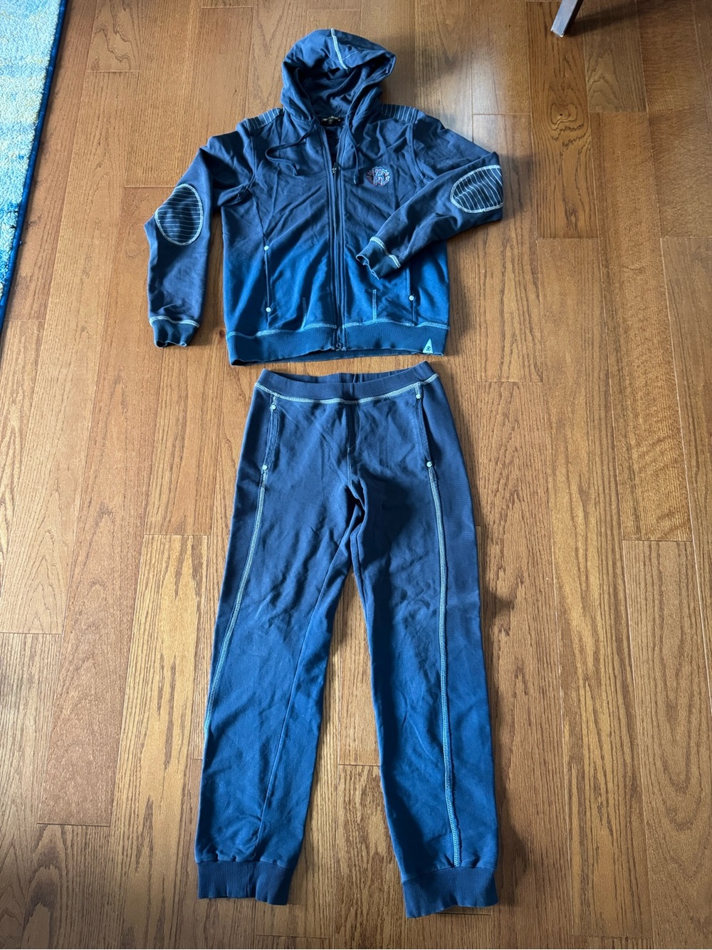 Roberto Cavalli navy blue tracksuit with white piping, size Youth XS Unisex